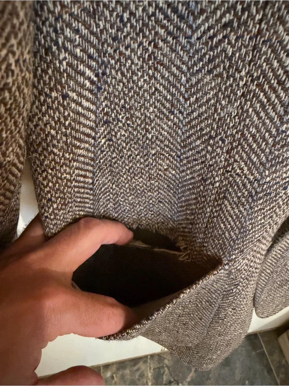 Tailored Brown Herringbone Men's Blazer